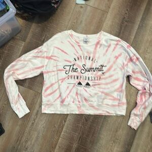 Varsity - Women’s Summit pink and white tie dye cropped sweatshirt